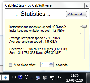 Picture of the simple network traffic statistics window