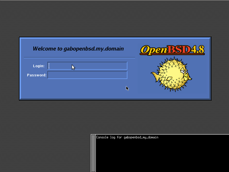 Open BSD login screen